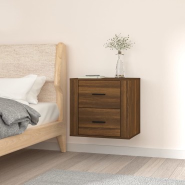 vidaXL Κομοδίνο Επιτοίχιο Καφέ Δρυς 50x36x47cm 1 τεμ.