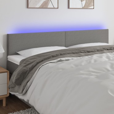 vidaXL Κεφαλάρι Κρεβατιού LED Σκούρο Γκρι 200x5x78/88cm Υφασμάτινο 1 τεμ.
