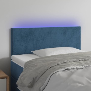 vidaXL Κεφαλάρι Κρεβατιού LED Σκούρο Μπλε 90x5x78/88cm Βελούδινο 1 τεμ.