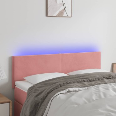 vidaXL Κεφαλάρι Κρεβατιού LED Ροζ 144x5x78/88cm Βελούδινο 1 τεμ.