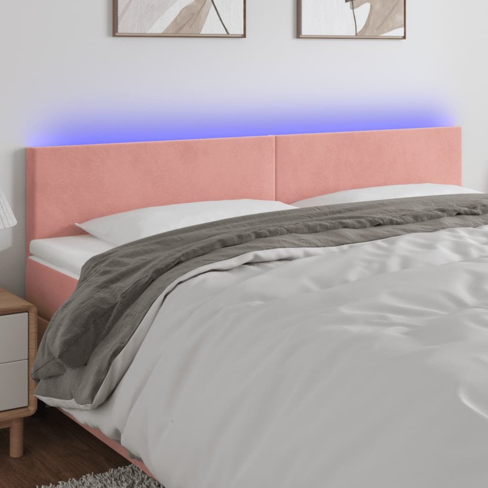 vidaXL Κεφαλάρι Κρεβατιού LED Ροζ 180x5x78/88cm Βελούδινο 1 τεμ.