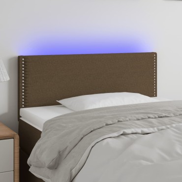 vidaXL Κεφαλάρι Κρεβατιού LED Σκούρο Καφέ 90x5x78/88cm Υφασμάτινο 1 τεμ.