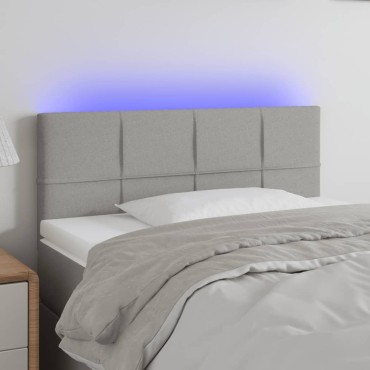 vidaXL Κεφαλάρι Κρεβατιού LED Ανοιχτό Γκρι 90x5x78/88cm Υφασμάτινο 1 τεμ.