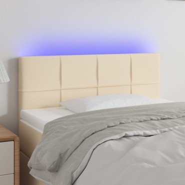 vidaXL Κεφαλάρι Κρεβατιού LED Κρεμ 90x5x78/88cm Υφασμάτινο 1 τεμ.