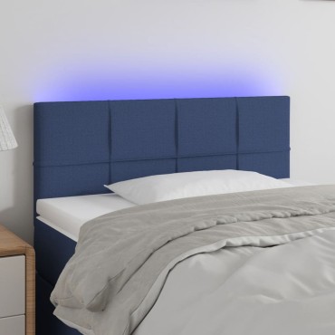vidaXL Κεφαλάρι Κρεβατιού LED Μπλε 90x5x78/88cm Υφασμάτινο 1 τεμ.