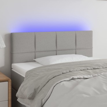 vidaXL Κεφαλάρι Κρεβατιού LED Ανοιχτό Γκρι 100x5x78/88cm Υφασμάτινο 1 τεμ.