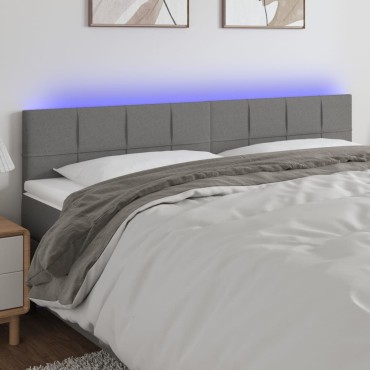 vidaXL Κεφαλάρι Κρεβατιού LED Σκούρο Γκρι 180x5x78/88cm Υφασμάτινο 1 τεμ.