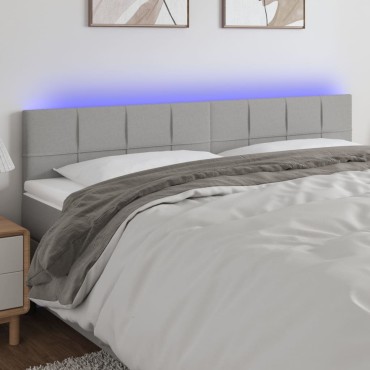 vidaXL Κεφαλάρι Κρεβατιού LED Ανοιχτό Γκρι 200x5x78/88cm Υφασμάτινο 1 τεμ.
