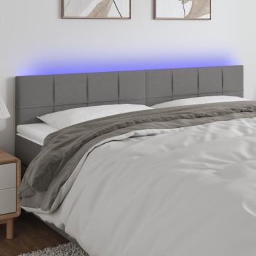 vidaXL Κεφαλάρι Κρεβατιού LED Σκούρο Γκρι 200x5x78/88cm Υφασμάτινο 1 τεμ.