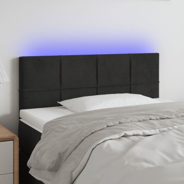 vidaXL Κεφαλάρι Κρεβατιού LED Μαύρο 100x5x78/88cm Βελούδινο 1 τεμ.