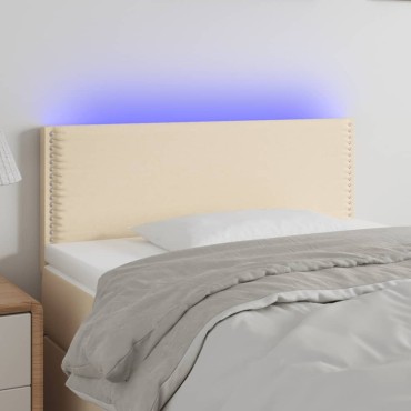 vidaXL Κεφαλάρι Κρεβατιού LED Κρεμ 90x5x78/88cm Υφασμάτινο 1 τεμ.
