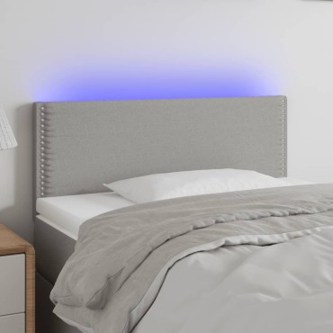 vidaXL Κεφαλάρι Κρεβατιού LED Ανοιχτό Γκρι 100x5x78/88cm Υφασμάτινο 1 τεμ.