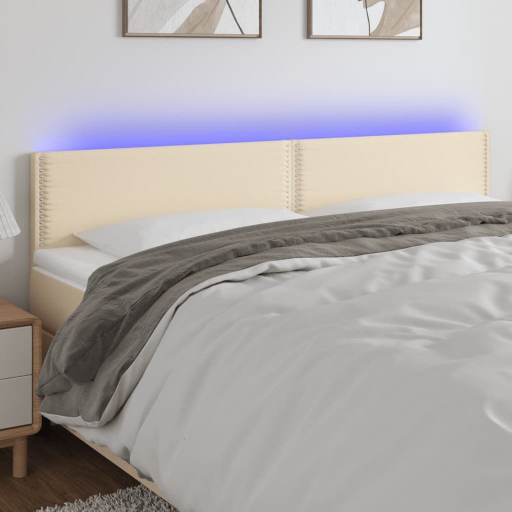 vidaXL Κεφαλάρι Κρεβατιού LED Κρεμ 180x5x78/88cm Υφασμάτινο 1 τεμ.