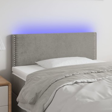 vidaXL Κεφαλάρι Κρεβατιού LED Ανοιχτό Γκρι 90x5x78/88cm Βελούδινο 1 τεμ.