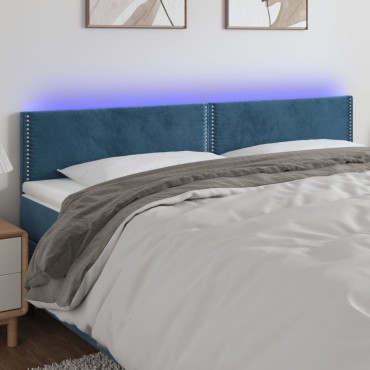 vidaXL Κεφαλάρι Κρεβατιού LED Σκούρο Μπλε 180x5x78/88cm Βελούδινο 1 τεμ.