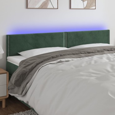 vidaXL Κεφαλάρι Κρεβατιού LED Σκούρο Πράσινο 200x5x78/88cm Βελούδινο 1 τεμ.