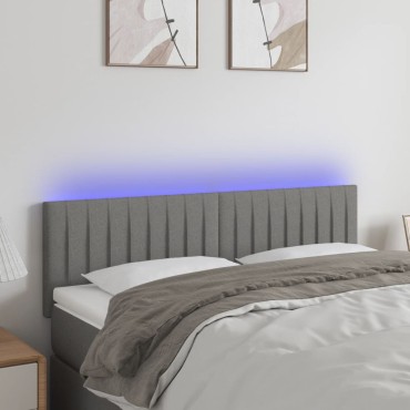 vidaXL Κεφαλάρι Κρεβατιού LED Σκούρο Γκρι 144x5x78/88cm Υφασμάτινο 1 τεμ.