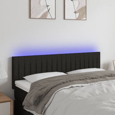 vidaXL Κεφαλάρι Κρεβατιού LED Μαύρο 144x5x78/88cm Υφασμάτινο 1 τεμ.
