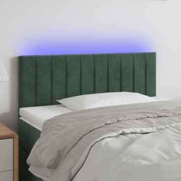 vidaXL Κεφαλάρι Κρεβατιού LED Σκούρο Πράσινο 90x5x78/88cm Βελούδινο 1 τεμ.