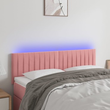 vidaXL Κεφαλάρι Κρεβατιού LED Ροζ 144x5x78/88cm Βελούδινο 1 τεμ.