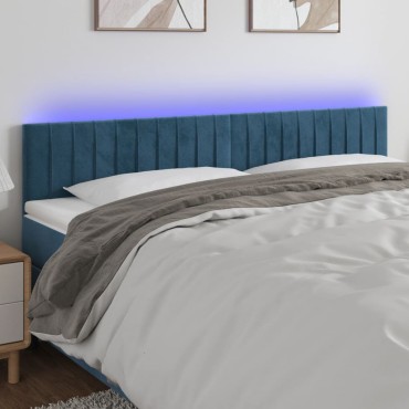 vidaXL Κεφαλάρι Κρεβατιού LED Σκούρο Μπλε 160x5x78/88cm Βελούδινο 1 τεμ.
