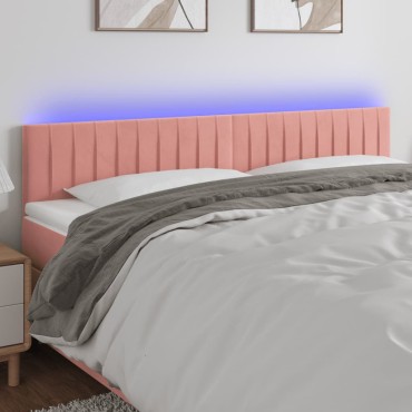vidaXL Κεφαλάρι Κρεβατιού LED Ροζ 180x5x78/88cm Βελούδινο 1 τεμ.
