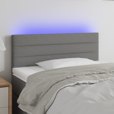 vidaXL Κεφαλάρι Κρεβατιού LED Σκούρο Γκρι 90x5x78/88cm Υφασμάτινο 1 τεμ.