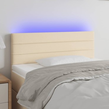 vidaXL Κεφαλάρι Κρεβατιού LED Κρεμ 90x5x78/88cm Υφασμάτινο 1 τεμ.