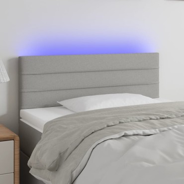 vidaXL Κεφαλάρι Κρεβατιού LED Ανοιχτό Γκρι 100x5x78/88cm Υφασμάτινο 1 τεμ.