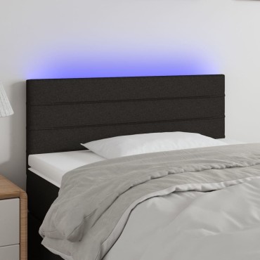 vidaXL Κεφαλάρι Κρεβατιού LED Μαύρο 100x5x78/88cm Υφασμάτινο 1 τεμ.