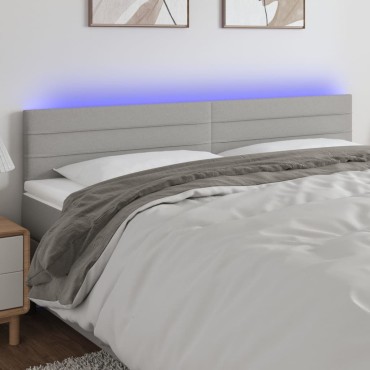 vidaXL Κεφαλάρι Κρεβατιού LED Ανοιχτό Γκρι 160x5x78/88cm Υφασμάτινο 1 τεμ.