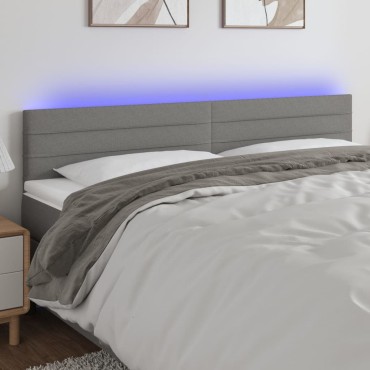 vidaXL Κεφαλάρι Κρεβατιού LED Σκούρο Γκρι 160x5x78/88cm Υφασμάτινο 1 τεμ.