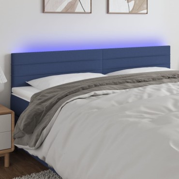 vidaXL Κεφαλάρι Κρεβατιού LED Μπλε 160x5x78/88cm Υφασμάτινο 1 τεμ.