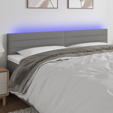 vidaXL Κεφαλάρι Κρεβατιού LED Σκούρο Γκρι 180x5x78/88cm Υφασμάτινο 1 τεμ.