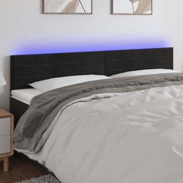vidaXL Κεφαλάρι Κρεβατιού LED Μαύρο 160x5x78/88cm Βελούδινο 1 τεμ.