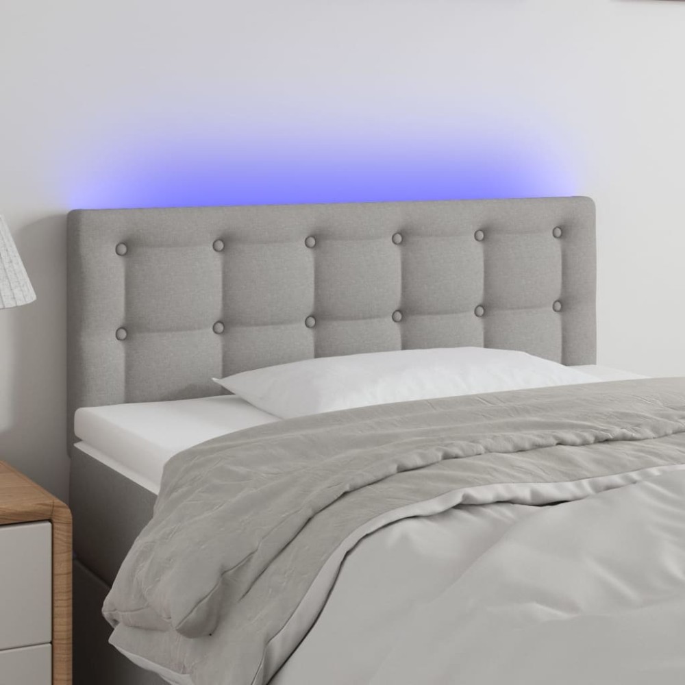 vidaXL Κεφαλάρι Κρεβατιού LED Ανοιχτό Γκρι 90x5x78/88cm Υφασμάτινο 1 τεμ.