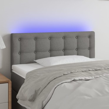 vidaXL Κεφαλάρι Κρεβατιού LED Σκούρο Γκρι 90x5x78/88cm Υφασμάτινο 1 τεμ.