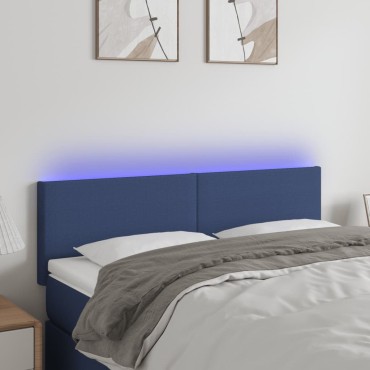 vidaXL Κεφαλάρι Κρεβατιού LED Μπλε 144x5x78/88cm Υφασμάτινο 1 τεμ.