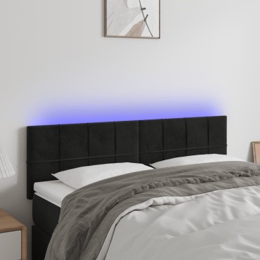 vidaXL Κεφαλάρι Κρεβατιού LED Μαύρο 144x5x78/88cm Βελούδινο 1 τεμ.