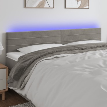 vidaXL Κεφαλάρι Κρεβατιού LED Ανοιχτό Γκρι 160x5x78/88cm Βελούδινο 1 τεμ.