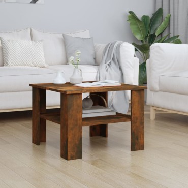 vidaXL Τραπεζάκι Σαλονιού Καπνιστή Δρυς 60x60x42cm Επεξεργ. Ξύλο 1 τεμ.