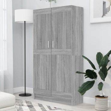 vidaXL Βιβλιοθήκη Γκρι Sonoma 82,5x30,5x150cm από Επεξεργασμένο Ξύλο 1 τεμ.