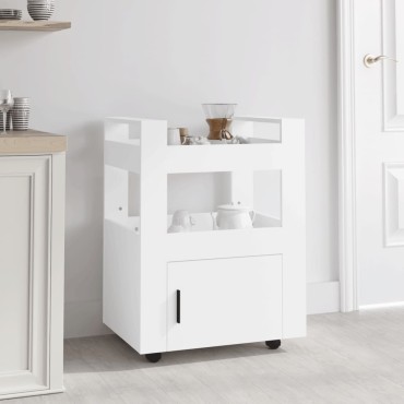 vidaXL Τρόλεϊ Κουζίνας Λευκό 60x45x80cm από Επεξεργασμένο Ξύλο 1 τεμ.