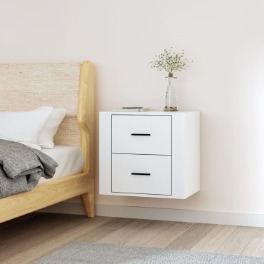 vidaXL Κομοδίνο Επιτοίχιο Λευκό 50x36x47cm 1 τεμ.