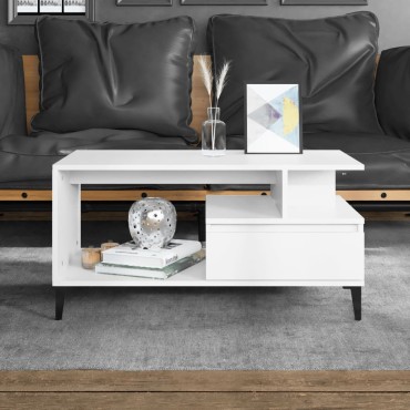 vidaXL Τραπεζάκι Σαλονιού Λευκό 90x49 x45cm από Επεξεργασμένο Ξύλο 1 τεμ.