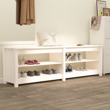 vidaXL Παπουτσοθήκη Λευκή 160x36,5x50cm από Μασίφ Ξύλο Πεύκου