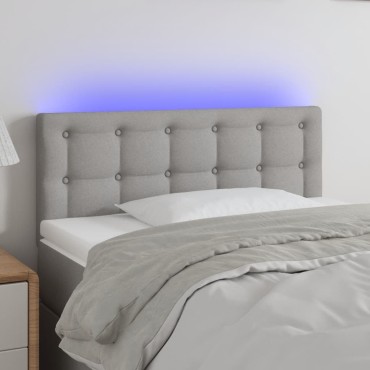 vidaXL Κεφαλάρι Κρεβατιού LED Ανοιχτό Γκρι 100x5x78/88cm Υφασμάτινο 1 τεμ.