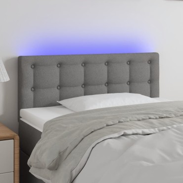 vidaXL Κεφαλάρι Κρεβατιού LED Σκούρο Γκρι 100x5x78/88cm Υφασμάτινο 1 τεμ.