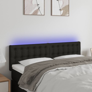 vidaXL Κεφαλάρι Κρεβατιού LED Μαύρο 144x5x78/88cm Υφασμάτινο 1 τεμ.