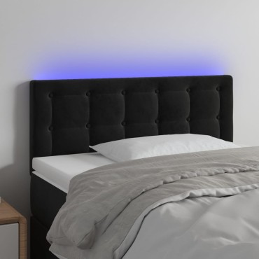 vidaXL Κεφαλάρι Κρεβατιού LED Μαύρο 100x5x78/88cm Βελούδινο 1 τεμ.